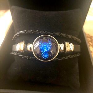 Glow in the Dark Zodiac Sign Braided Leather Bracelet Constellations